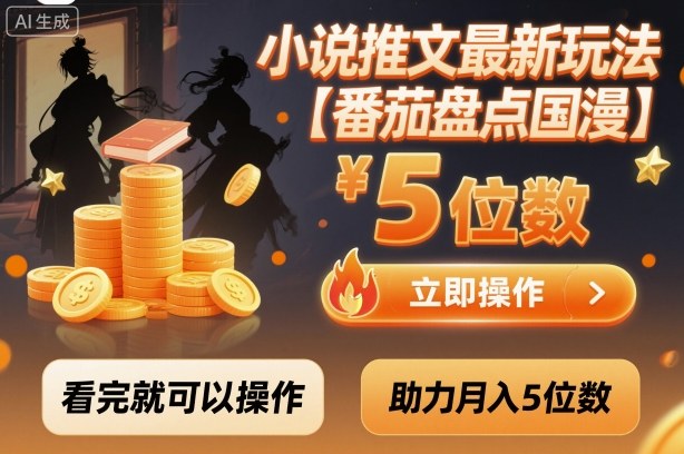 小说推文最新玩法，助力月入5位数【番茄盘点国漫】玩法，看完就可以操作-副业网