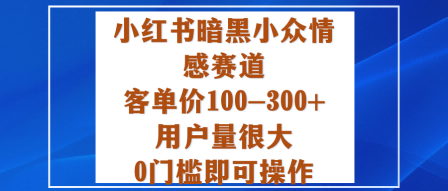 小红书暗黑小众情感赛道，客单价100-300+用户量很大，0门槛即可操作-副业网