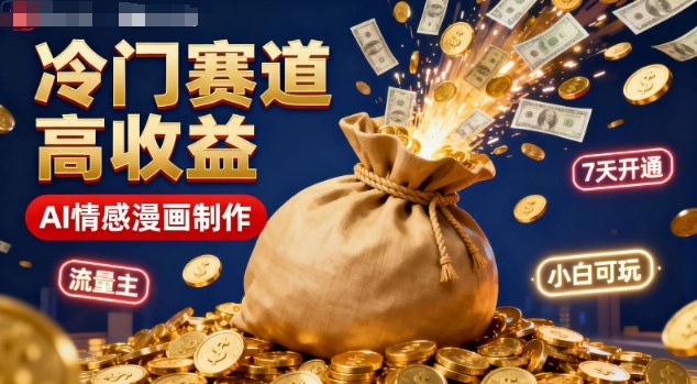 公众号冷门赛道，用AI做情感漫画，7天开通流量主，操作简单，小白可玩-副业网