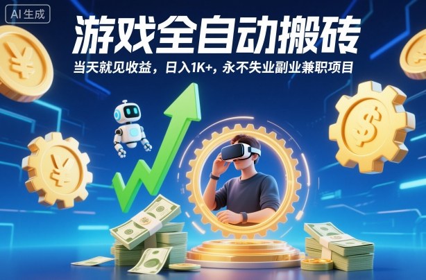 游戏全自动搬砖，当天就见收益，日入1K+，永不失业副业兼职项目【揭秘】-副业网