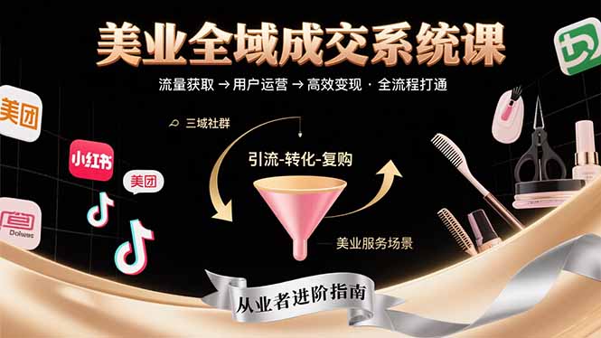 美业全域成交系统课程：帮助美业从业者打通从流量获取到高效变现全流程-副业网