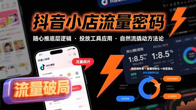 抖音小店流量密码，随心推底层逻辑，投放工具应用，自然流撬动核心方法论-副业网