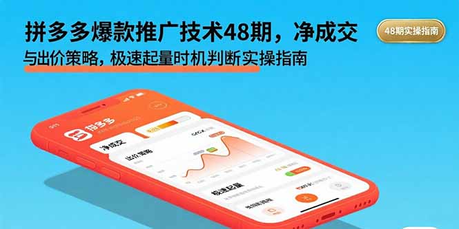 拼多多爆款推广技术48期，净成交与出价策略，极速起量时机判断实操指南-副业网