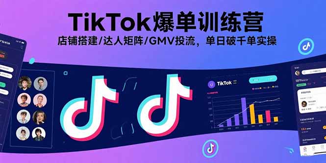 TikTok爆单训练营，店铺搭建/达人矩阵/GMV投流，单日破千单实操-副业网