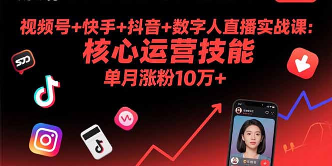 视频号+快手+抖音+数字人直播实战课(9月-副业网