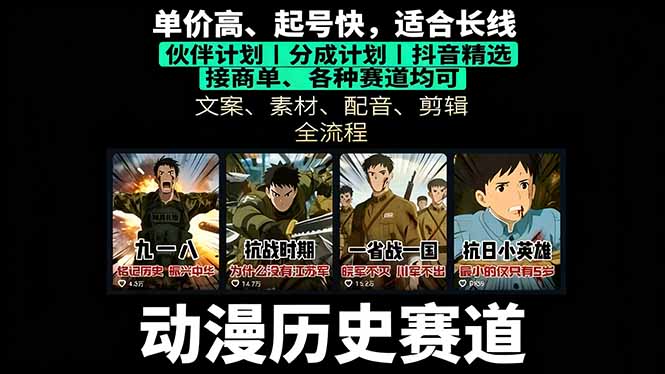 历史动漫赛道撸分成:起号、文案、素材、配音、剪辑,单视频收益破万-副业网