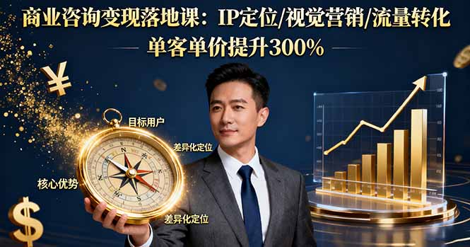 商业咨询变现落地课：IP定位/视觉营销/流量转化，单客单价提升300%-副业网