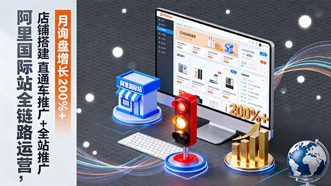 阿里国际站全链路运营，店铺搭建+直通车推广+全站推广，月询盘增长200%+-副业网