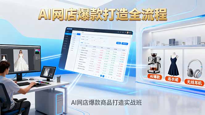 AI网店爆款商品打造实战班：AI技术实现商品图智能处理，快速搭建AI网店-副业网