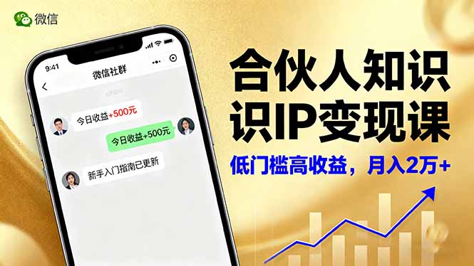 合伙人知识IP变现课，微信生态,内容创作与爆款打造,全网引流，新手月入2w+-副业网