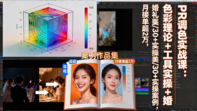 PR调色实战课：色彩理论+工具实操+婚礼医美/30+实操案例，月接单超2万-副业网