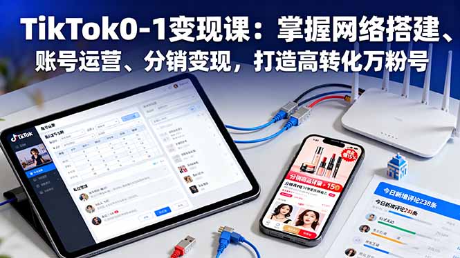 TikTok0-1变现课：掌握网络搭建、账号运营、分销变现，打造高转化万粉号-副业网