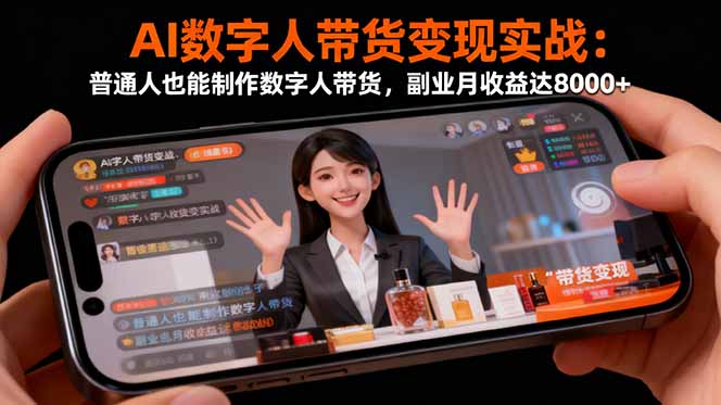 AI数字人带货变现实战：普通人也能制作数字人带货，副业月收益达8000+-副业网