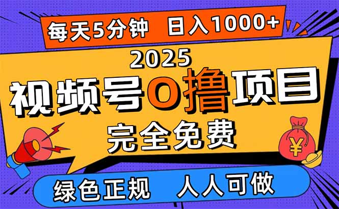 2025视频号0撸项目，5分钟一个号，日入1000+，人人可做-副业网