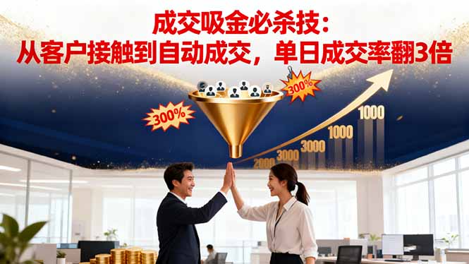 吸金成交营销必杀技：从客户接触到自动成交，单日成交率翻3倍-副业网