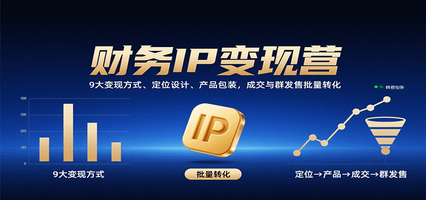 财务IP变现营：9大变现方式、定位设计、产品包装，成交与群发售批量转化-副业网