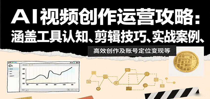 AI视频创作运营攻略：涵盖工具认知、剪辑技巧、实战案例、高效创作及账号定位变现等-副业网