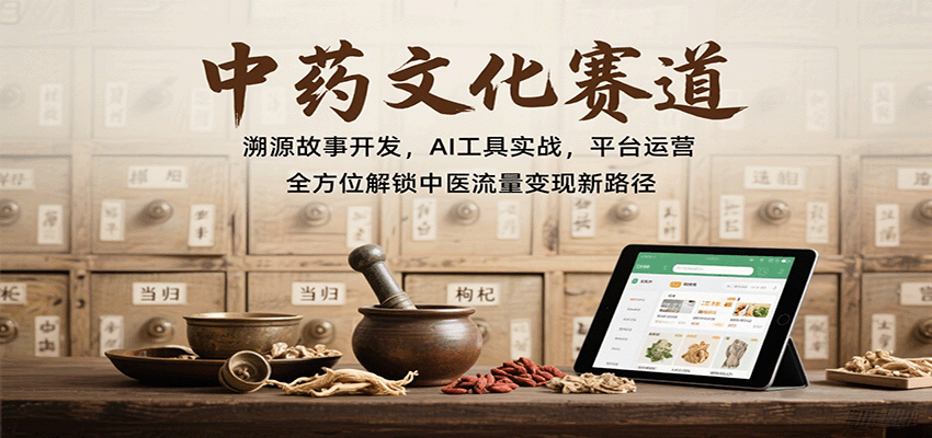 中药文化赛道：溯源故事开发，AI工具实战，平台运营，全方位解锁中医流量变现新路径-副业网