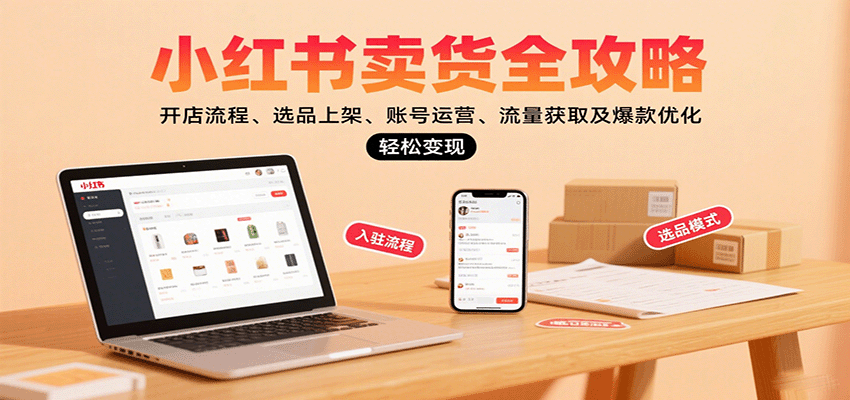 小红书卖货全攻略：开店流程、选品上架、账号运营、流量获取及爆款优化，轻松变现-副业网