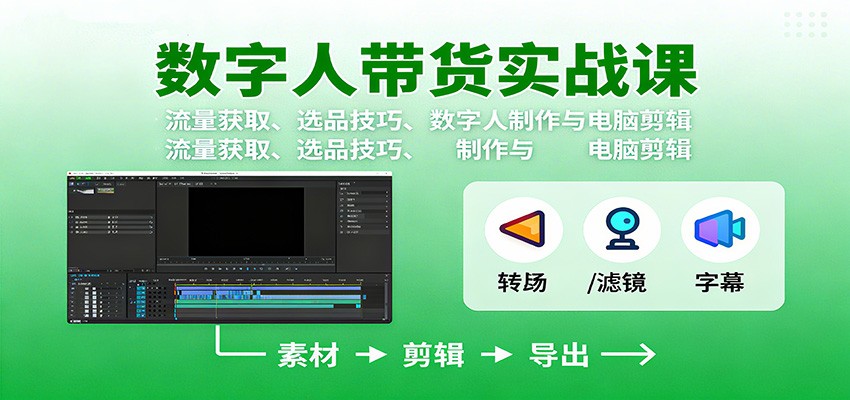 数字人变现实战课：流量获取、选品技巧、数字人制作与电脑剪辑-副业网