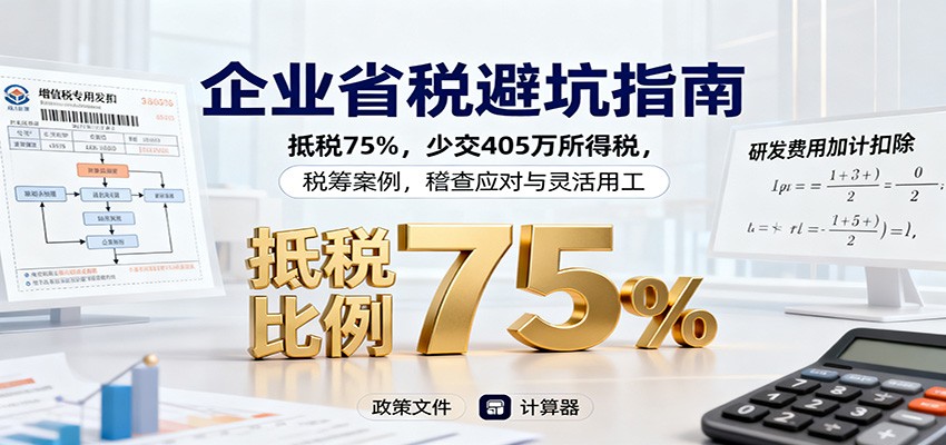 企业省税避坑指南：抵税75%，少交405万所得税，税筹案例，稽查应对与灵活用工-副业网