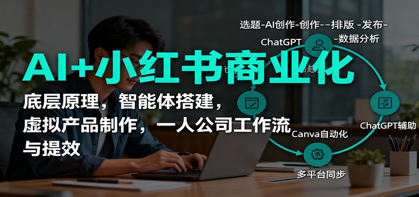 AI+小红书商业化，底层原理，智能体搭建，虚拟产品制作，一人公司工作流与提效-副业网