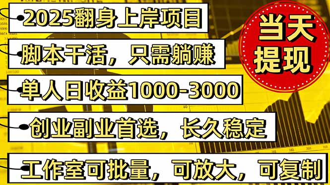 2025翻身上岸项目脚本干活，内部客户经理内部开号，单人日收益1000-300…-副业网