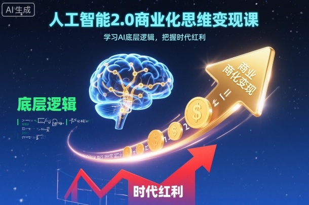 人工智能2.0商业化思维变现课，学习AI底层逻辑，把握时代红利-副业网