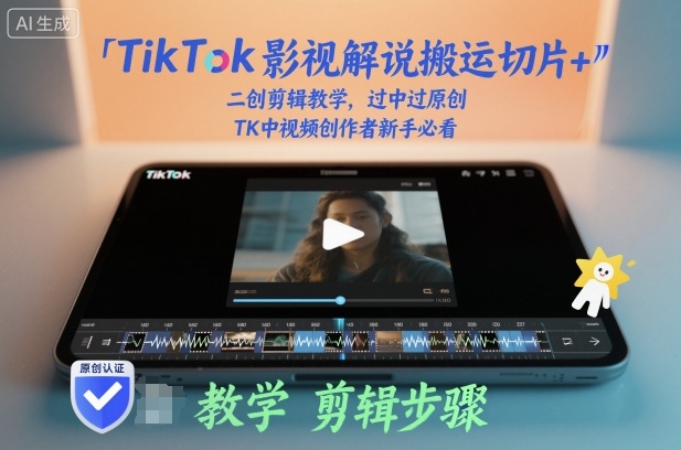 TikTok影视解说搬运切片+二创剪辑教学，过中过原创，TK中视频创作者新手必看-副业网
