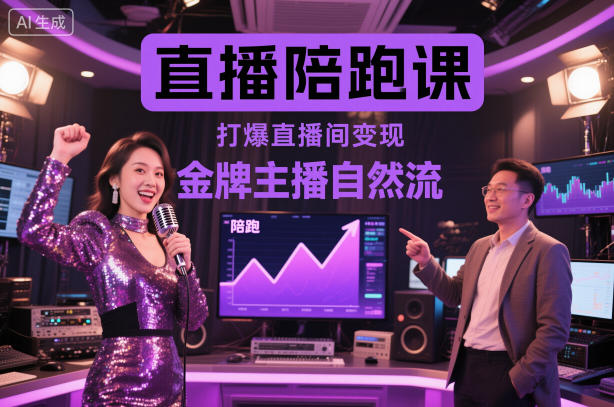 直播陪跑课，金牌主播自然流打爆直播间，复制高变现玩法-副业网