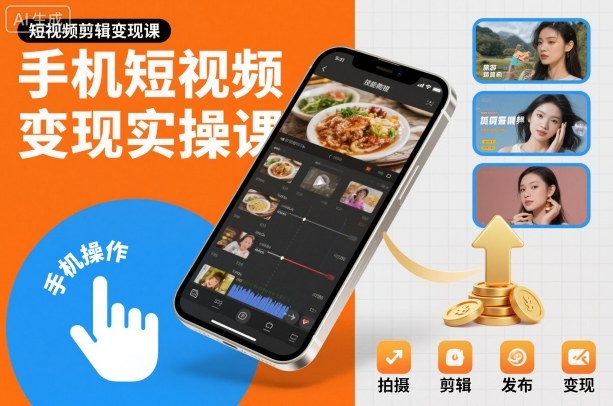 手机短视频变现实操课，短视频剪辑变现课-副业网