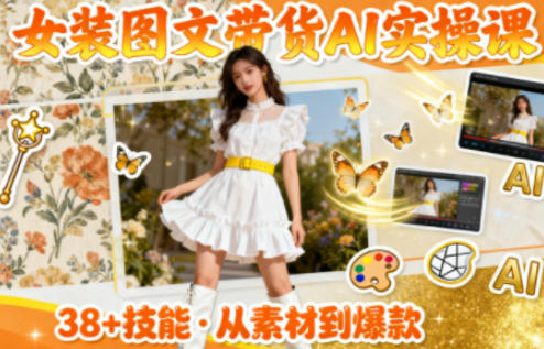 女装图文带货的AI实操课，覆盖38个实用技能，快速提升素材制作效率-副业网