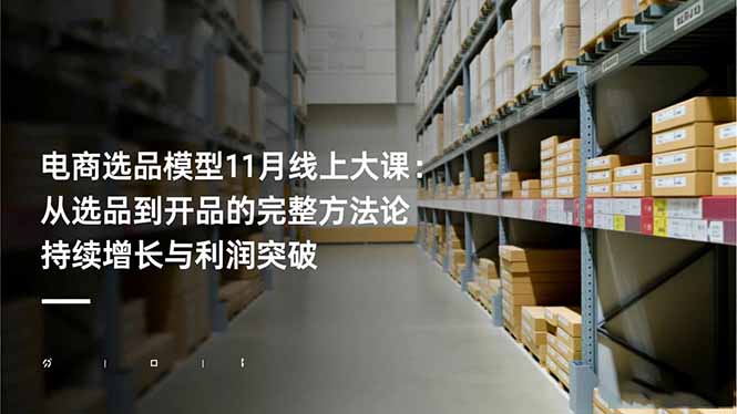 电商选品模型11月线上大课：从选品到开品的完整方法论 持续增长与利润突破-副业网
