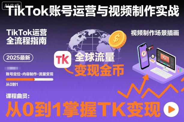 2025最新TikTok账号运营与视频制作实战全流程，从0到1掌握TK变现(含11月最新TK搬运技术)-副业网