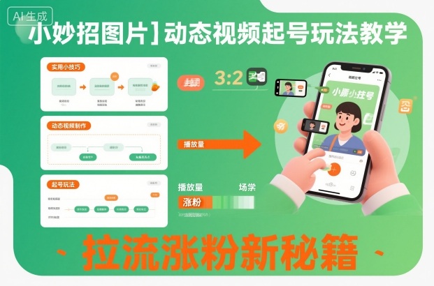 小妙招图片＋动态视频起号玩法教学，拉流涨粉新秘籍-副业网