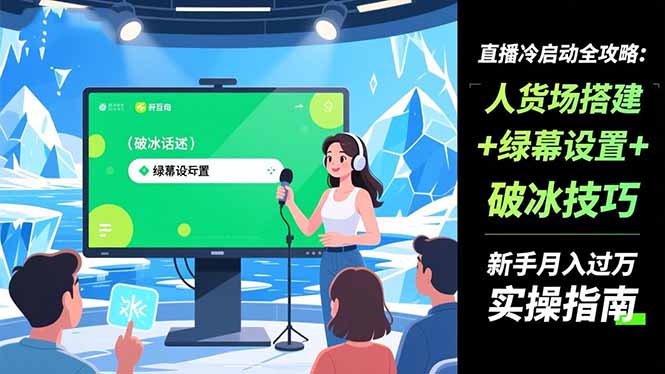 直播冷启动全攻略:人货场搭建+绿幕设置+破冰技巧，新手月入过万实操指南-副业网