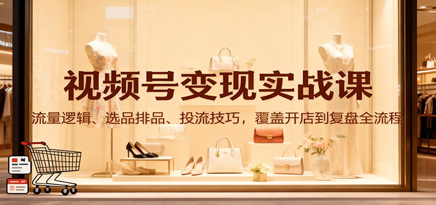 视频号变现实战课：流量逻辑、选品排品、投流技巧，覆盖开店到复盘全流程-副业网
