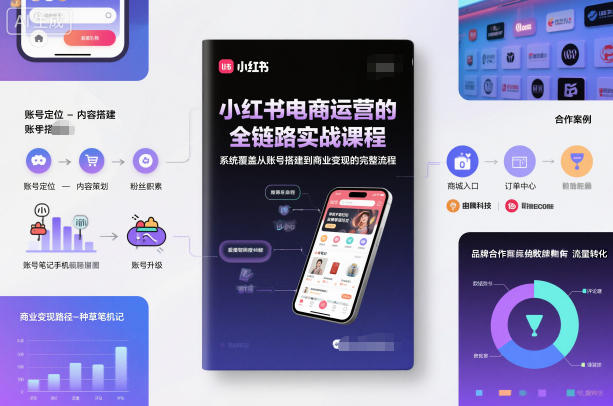 小红书电商运营的全链路实战课程，系统覆盖从账号搭建到商业变现的完整流程-副业网