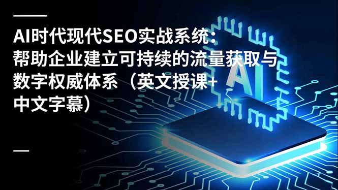 AI时代现代SEO实战系统：帮助企业建立可持续的流量获取与数字权威体系(英文授课+中文字幕-副业网