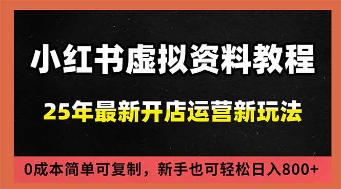 小红书虚拟资料项目：最新搜索流变现玩法，0成本简单可复制，一人多店打法，新手日入800+-副业网