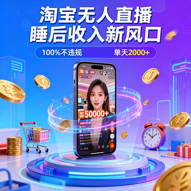 淘宝无人直播，不违规不封号，直播100小时卖了5万，年底旺季！-副业网