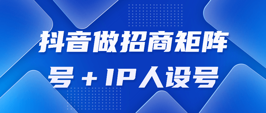 抖音做招商矩阵号＋IP人设号-副业网
