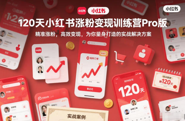 120天小红书涨粉变现训练营Pro版，​精准涨粉，高效变现​，为你量身打造的实战解决方案-副业网