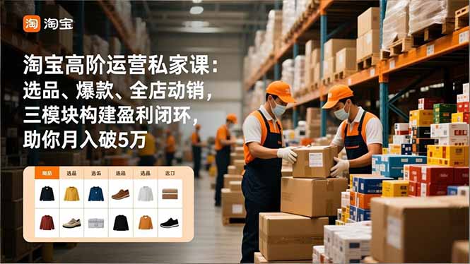 淘宝高阶运营私家课：选品、爆款、全店动销，三模块构建盈利闭环，助你月入破5万-副业网