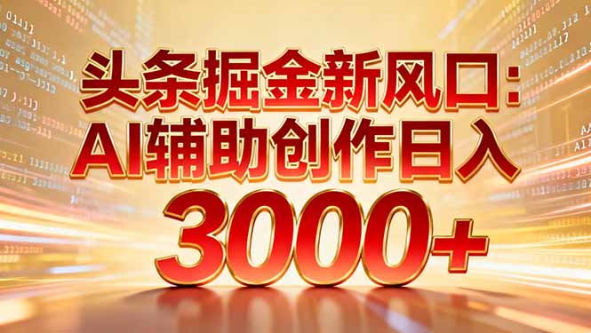 头条掘金新风口：AI辅助创作日入3000+，矩阵玩法当天启动隔天见效-副业网