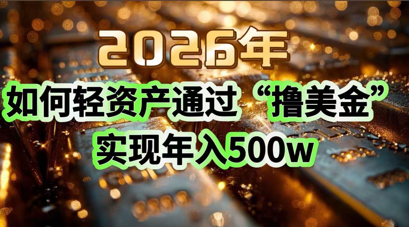 2026年如何轻资产通过“撸美金”实现年入500w-副业网