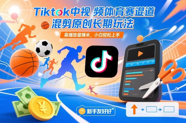 Tiktok中视频体育赛道混剪原创长期玩法，靠播放量賺米，小白轻松上手-副业网