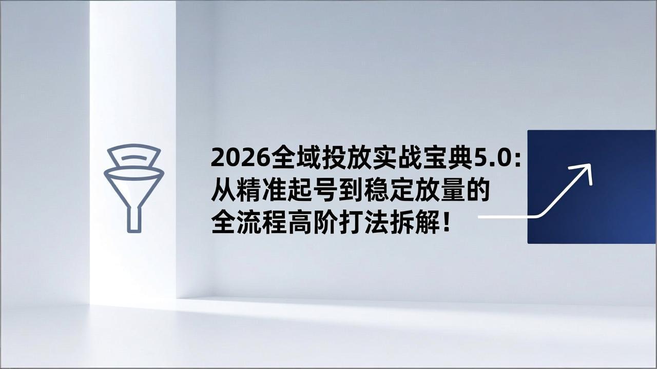 2026全域投放实战宝典5.0：从精准起号到稳定放量的全流程高阶打法拆解！-副业网