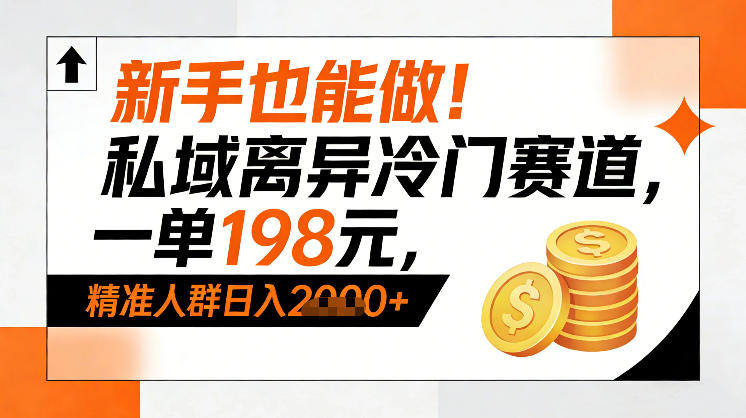 新手也能做！私域离异冷门赛道，一单198，精准人群日入1k+-副业网