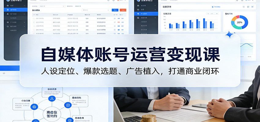自媒体账号运营变现课：人设定位、爆款选题、广告植入，打通商业闭环-副业网